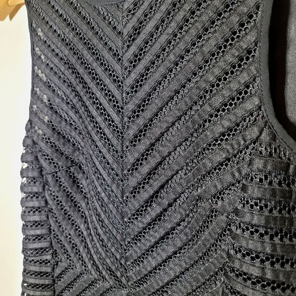 H&M Textured Stripe Sleeveless Black Fit & Flare Mini Dress - Picture 9 of 9